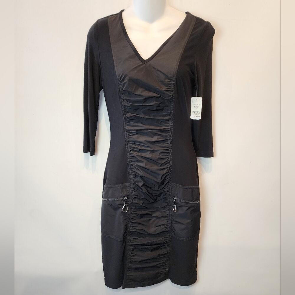 Joseph Ribkoff New Black Dress Body on Fitted Pockets Size 2